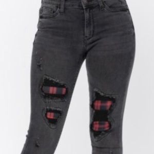 Judy Blue Black Buffalo Plaid Skinny Jeans